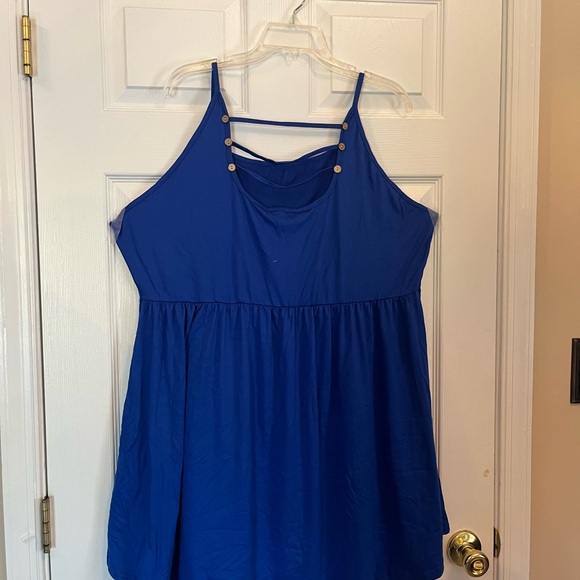 Women Plus Size Blue Asymmetrical Style Summer Vacation Holiday Beach Dress 18W - Picture 7 of 13